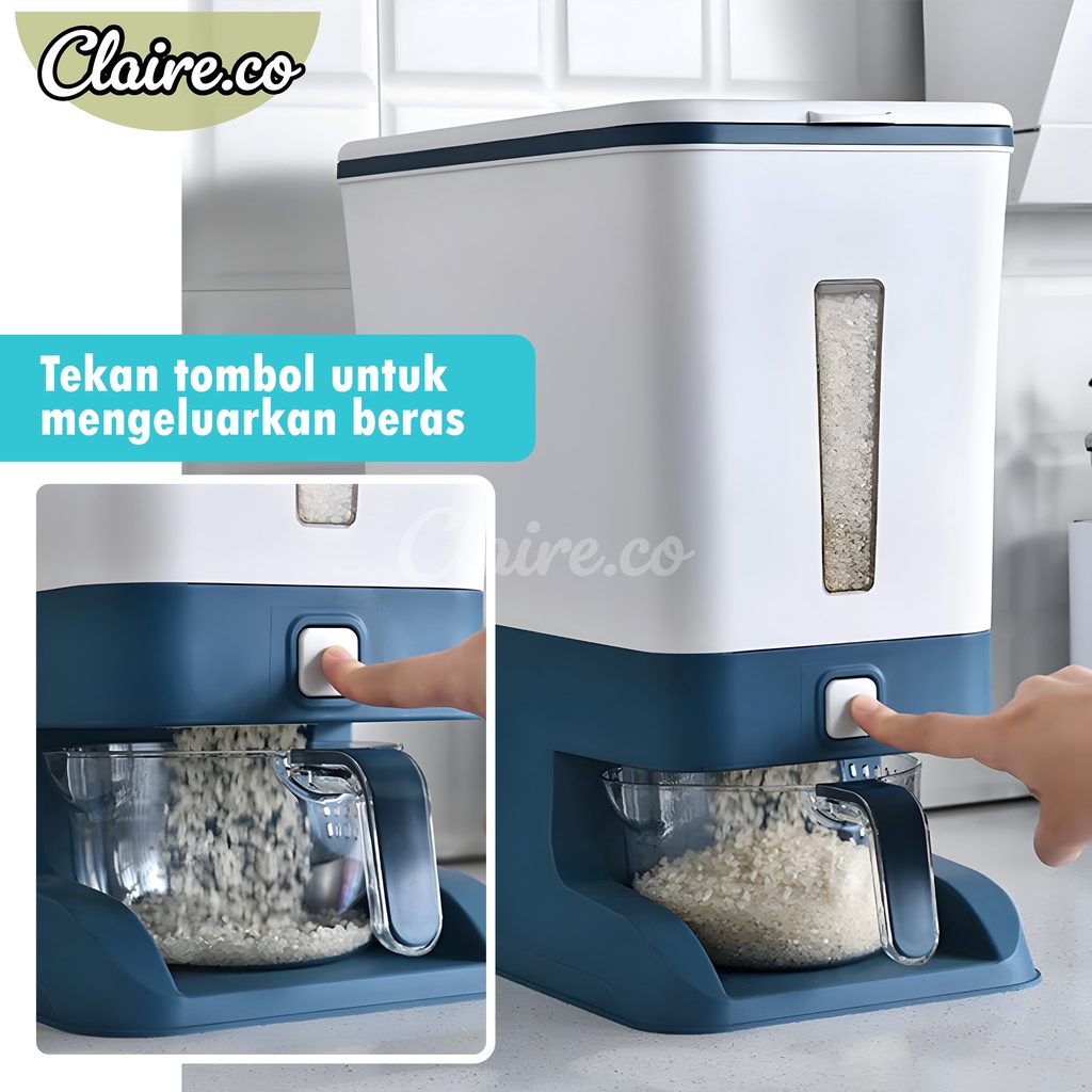 Dispenser Beras WBOM02 Rice Box 12Kg Tempat Penyimpanan Beras Otomatis + Wadah Pengering