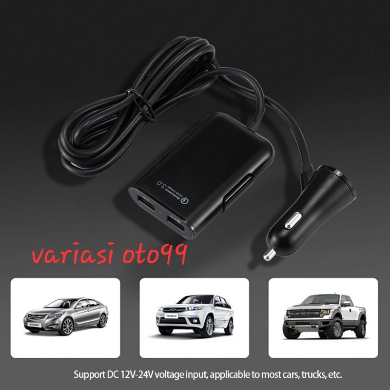 Extender Casan Mobil Car Charger Extension 4 port QC 3.0 Qualcomm crad Car