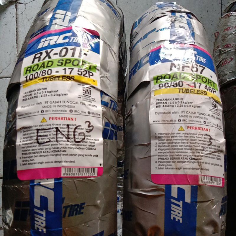 *BAN TUBLES IRC ukuran 90-80 dan 100-80 Ring 17