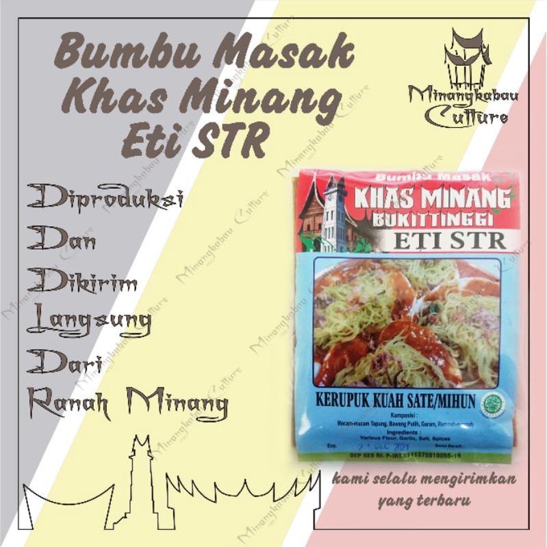 

Bumbu masakan Minang Eti STR BUMBU KARUPUAK KUAH SATE/MIHUN khas Sumatra Barat, khas rumah makan Padang