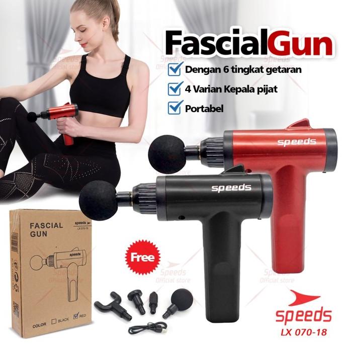 ALAT PIJAT GETAR MASSAGE GUN SPEEDS 6 KEPALA MASSAGER GUN 202-18