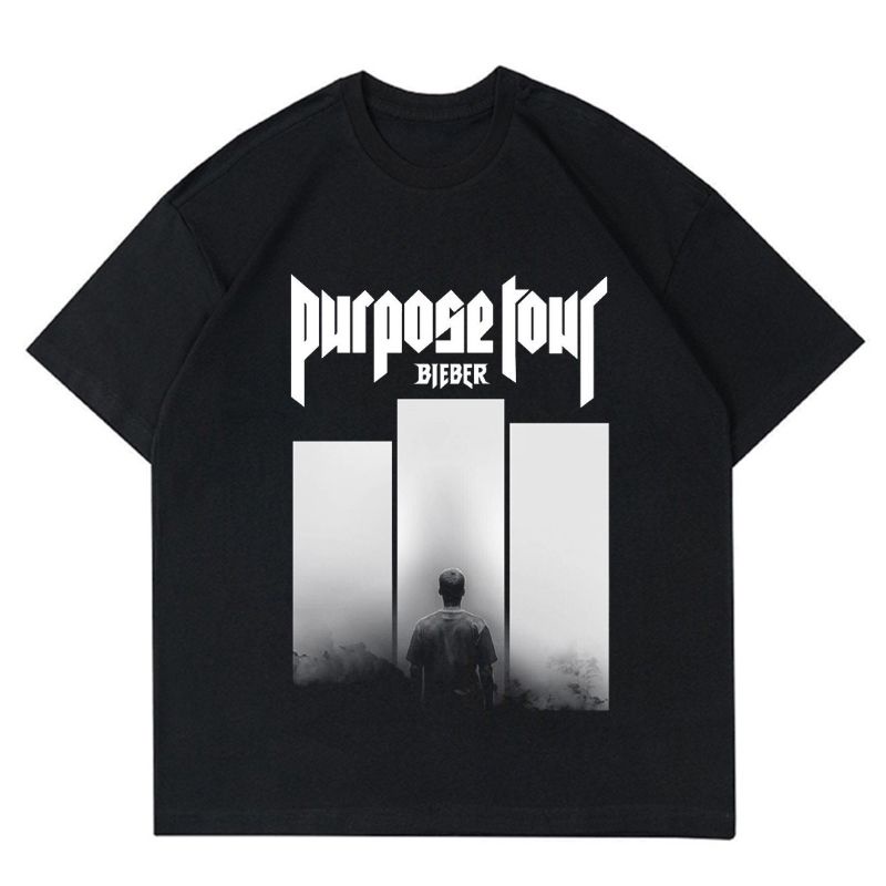 KAOS JUSTIN BIEBER "PURPOSE TOUR" | T-SHIRT JB PURPOSE TOUR | BAJU HITAM JUSTIN BIEBER OVERSIZE
