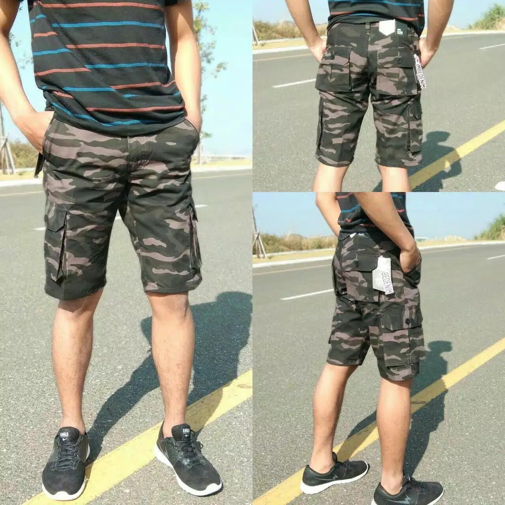 Celana Cargo Pendek Loreng "IMBE DENIM" Original