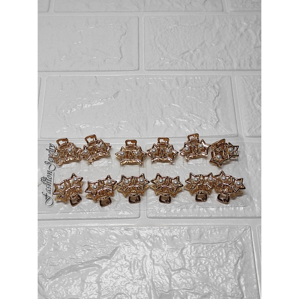 12pcs Jepit Rambut poni mata emas poni