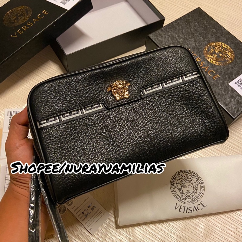 Versace clutch ori leather import premium clutch kulit asli import