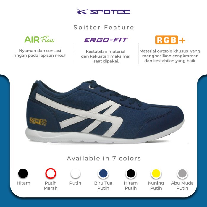 SPOTEC Sepatu Sneaker Spitter Biru Tua - Putih - 41