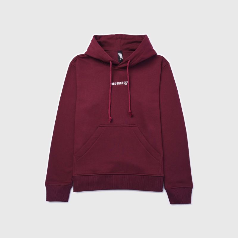 Roughneck Maroon Small Sig White Hoodie