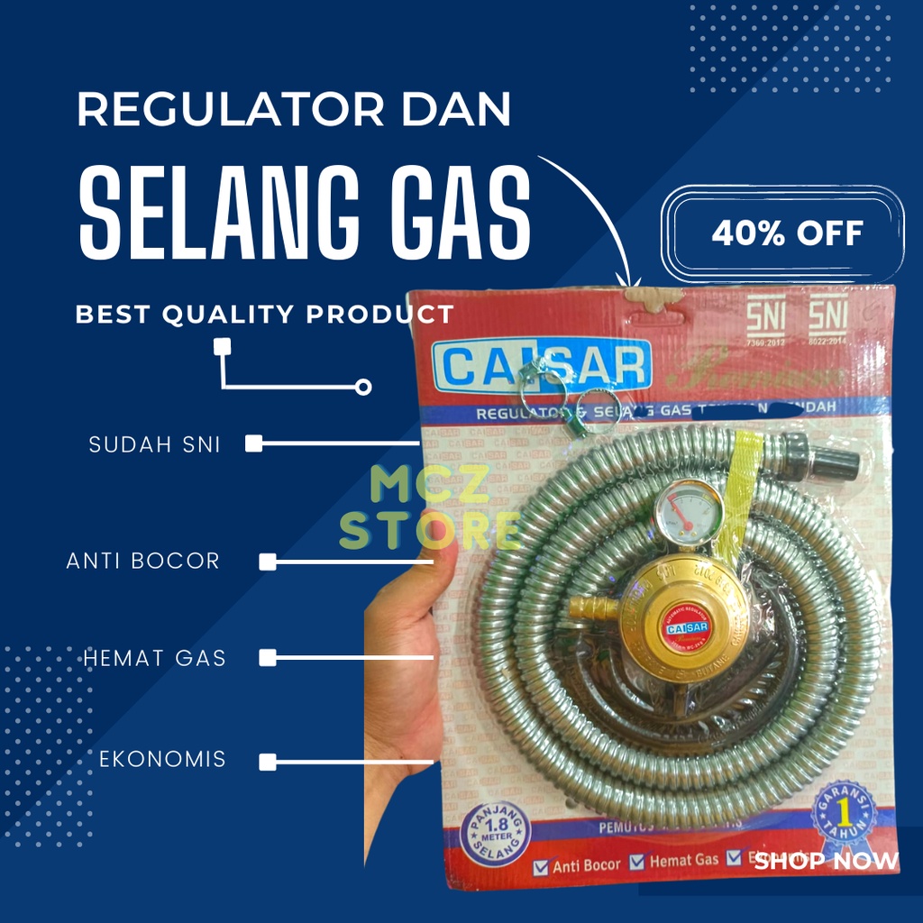 PAKET SELANG DAN REGULATOR GAS SNI ANTI BOCOR HEMAT GAS EKONOMIS - Regulator Kompor Gas 3Kg Aman - R