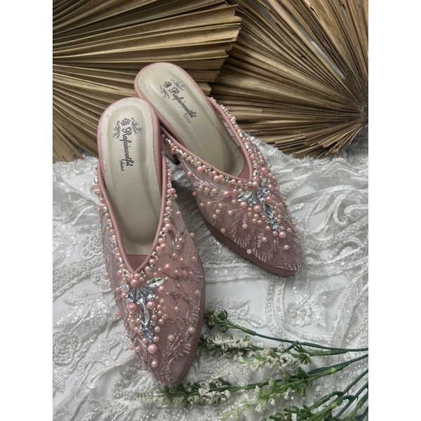 sepatu wanita wedding pesta Alena dusty peach 9cm tahu