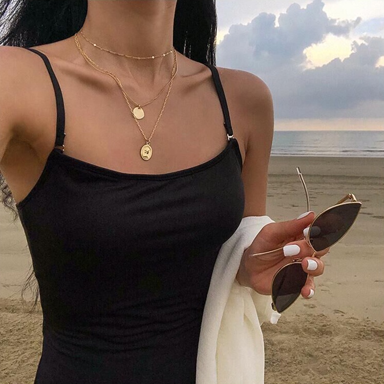 IFYOU Kalung Rantai Multilayer Warna Emas Dan Silver Gaya Korea Untuk Wanita