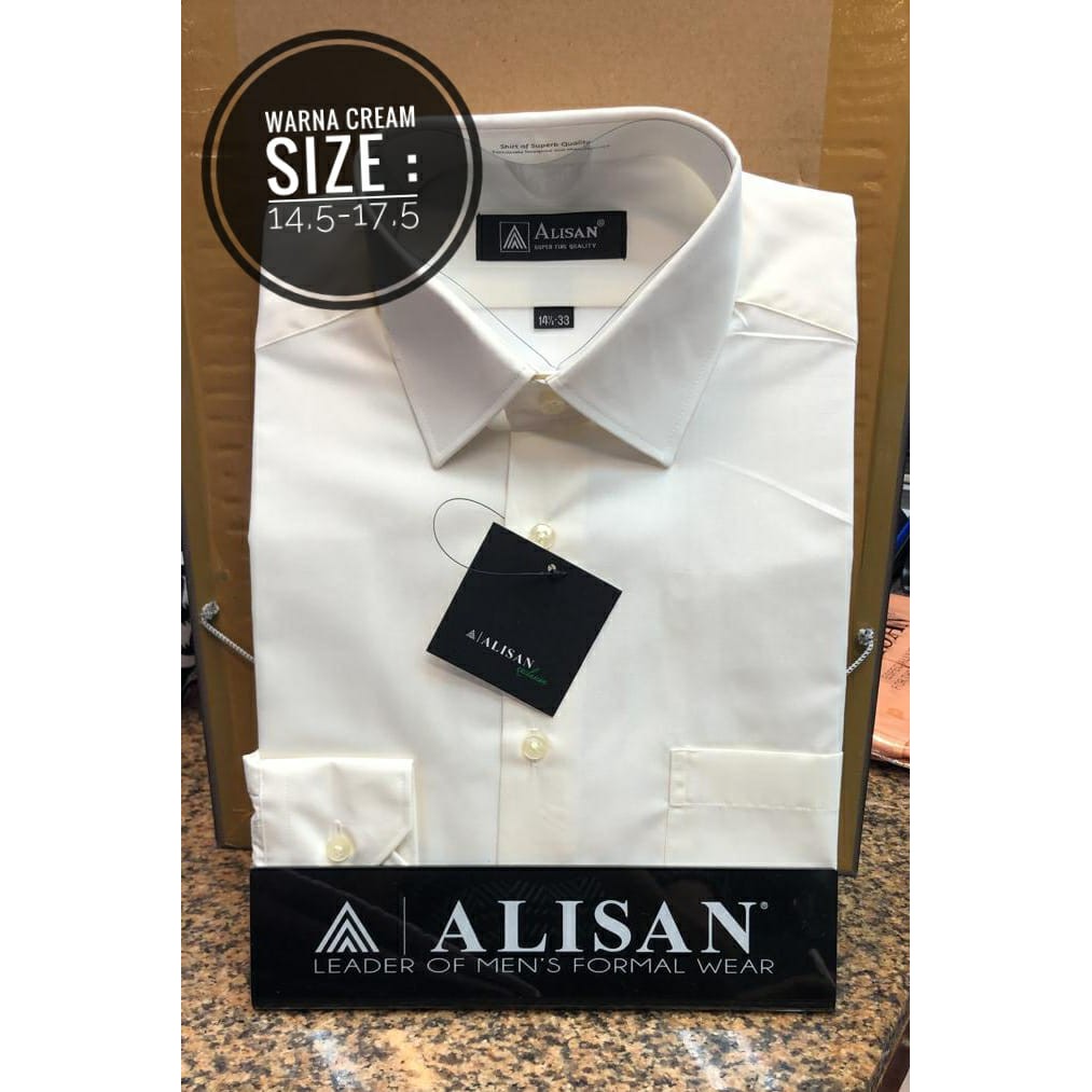 Ready Kemeja Alisan Reguler Lengan Panjang Size 14,5-17,5 | KEMEJA PRIA | Cream