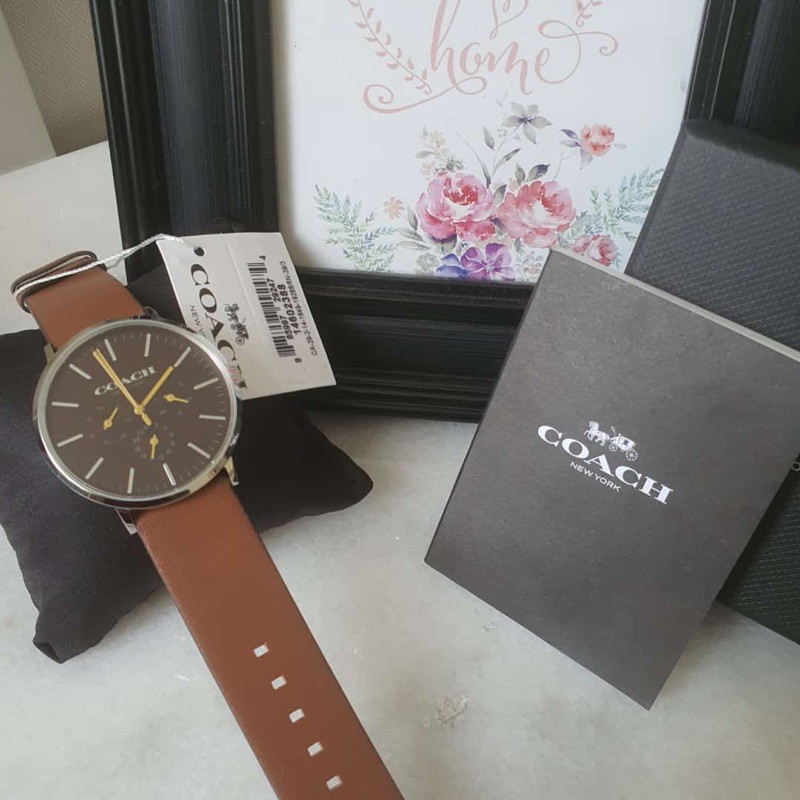 JAM TANGAN PRIA CLASSIC COACH CHRONOGRAPH LEATHER STRAP ORIGINAL