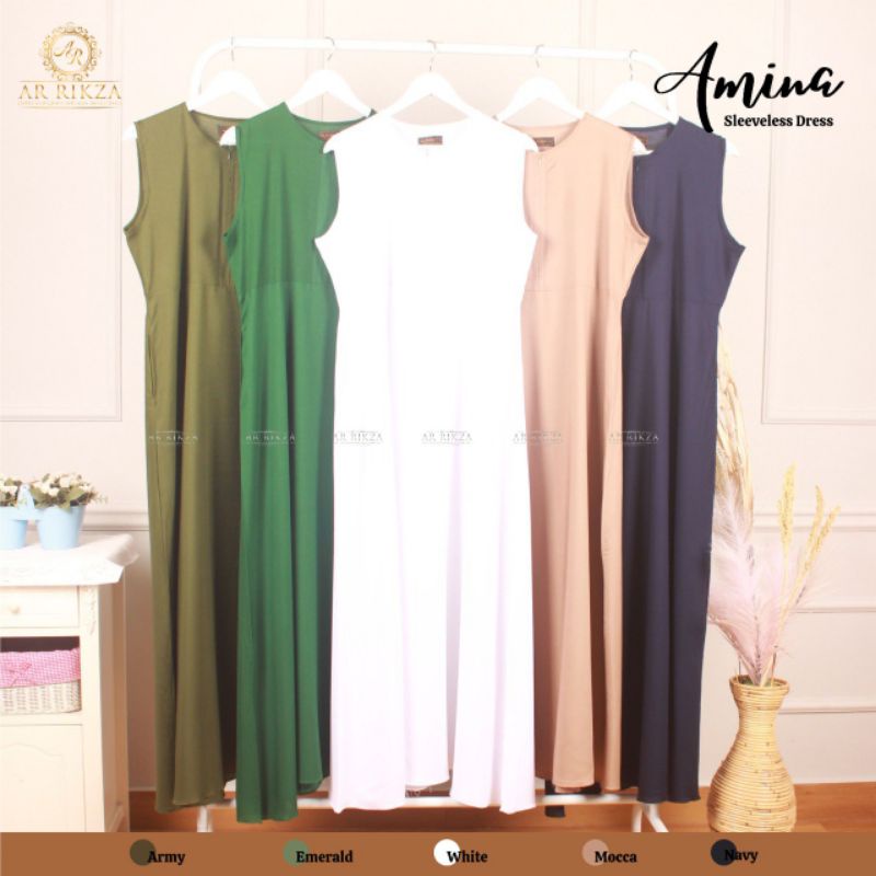 AMINA Inner Dress Sleeveless Rayon Gamis Busui Kutung