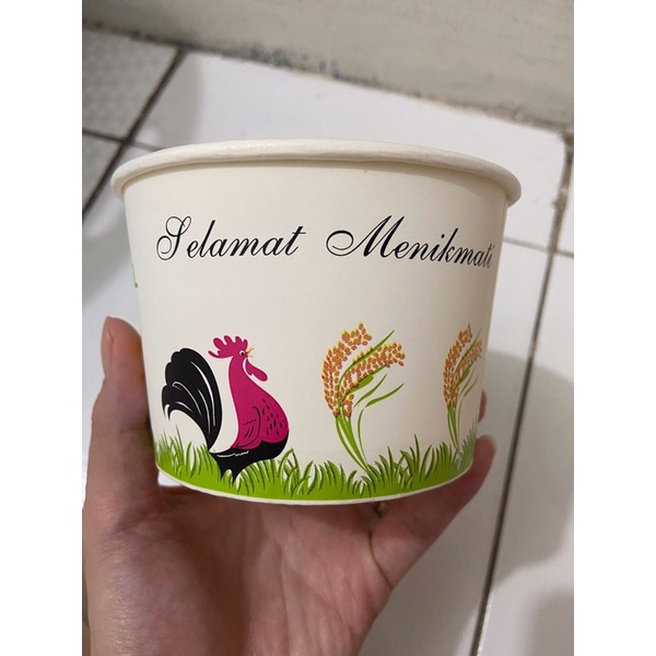 PAPER BOWL MOTIF AYAM JAGO 500 ML 17 OZ  [MOTIF TERBARU]