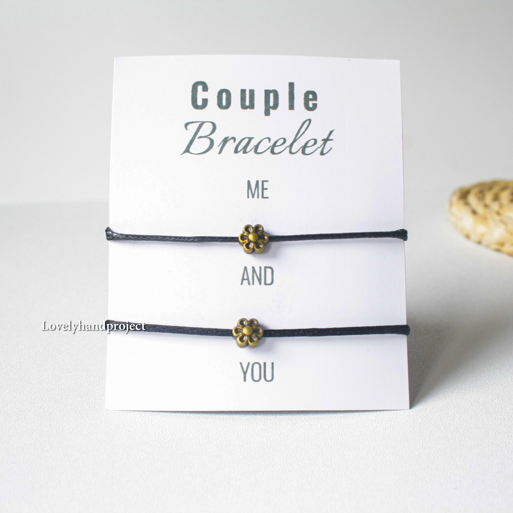 Gelang Tali Simple Couple Bracelet Minimalis Tiny Basic Relief Warna Silver dan Bronze Tali Waterproof one Stripe Etnik Bead Mine And Yours Me and You / Untuk Hadiah gift Kado Persahabatan Ultah Korean Style Racun Shopee Bareng Besty lovelyhandproject