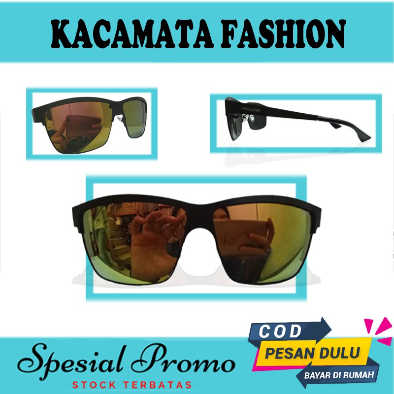 COD Kacamata Hitam Pria Wanita Korean Gaya Square Frame Kacamata Wanita Anti UV Sunglasses Unisex