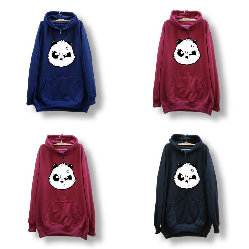 Hoodie Pria Oversize Jaket Wanita Panda Hate Logo Fit XL Cowok Cewek Zero Heroes Premium 3 Warna