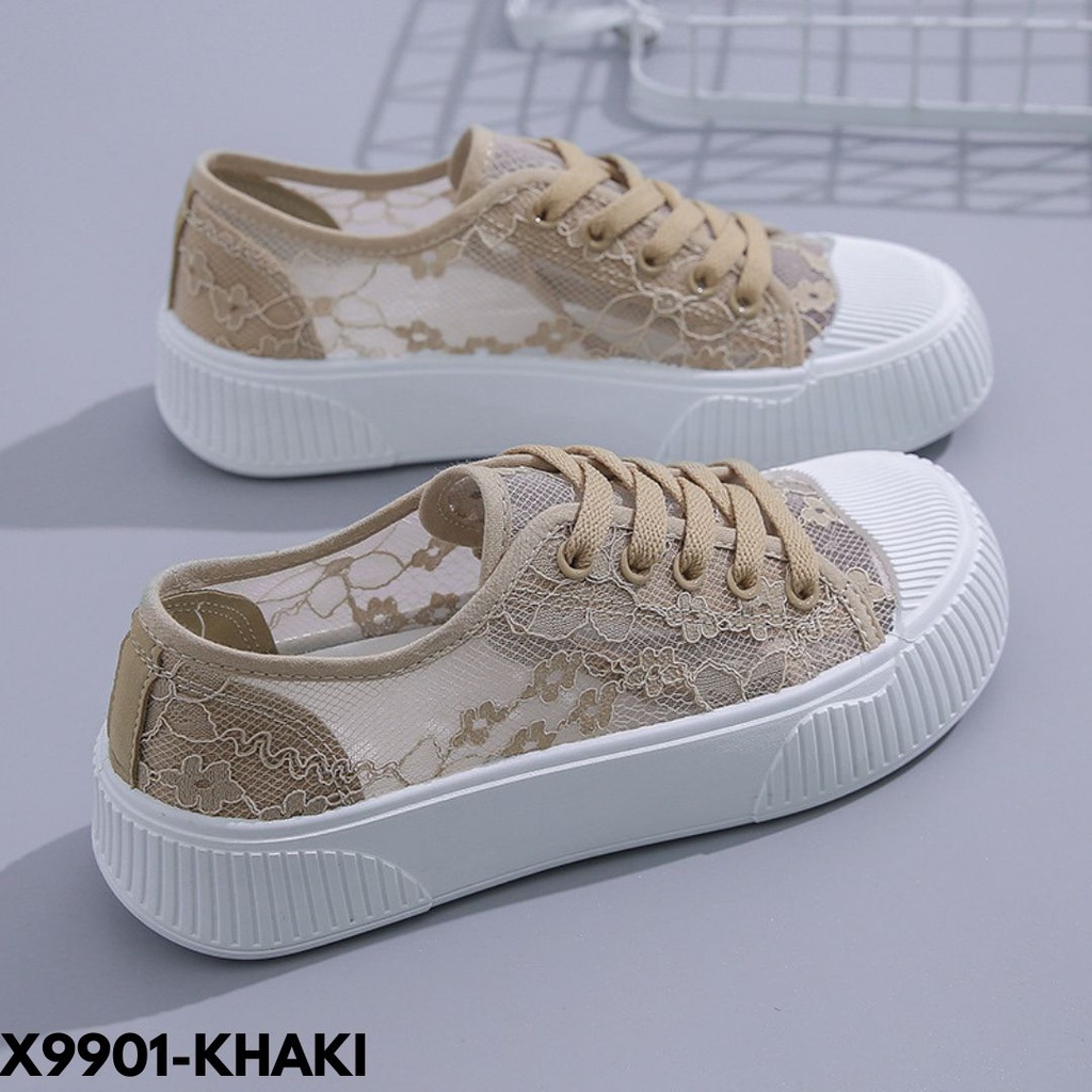 SNEAKERS WANITA MOTIF FLOWER COCOK BUAT NGEDATE MOVIES FOODIE BAHAN BROKAT IMPORT BAGUS 9901