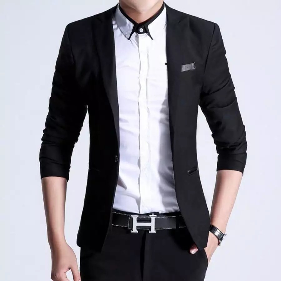 BLAZER PRIA SLIMFIT CASUAL ELEGANT BLACK SIMPLE HIGH TWIST QUALITY NIKAYU