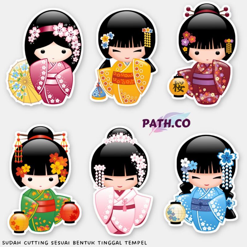 

Sticker Aesthetic Cute Kokeshi #1 Stiker Gift Reward Tumblr Super Kawaii Cutting for Helm Laptop Tas Phone Case HP