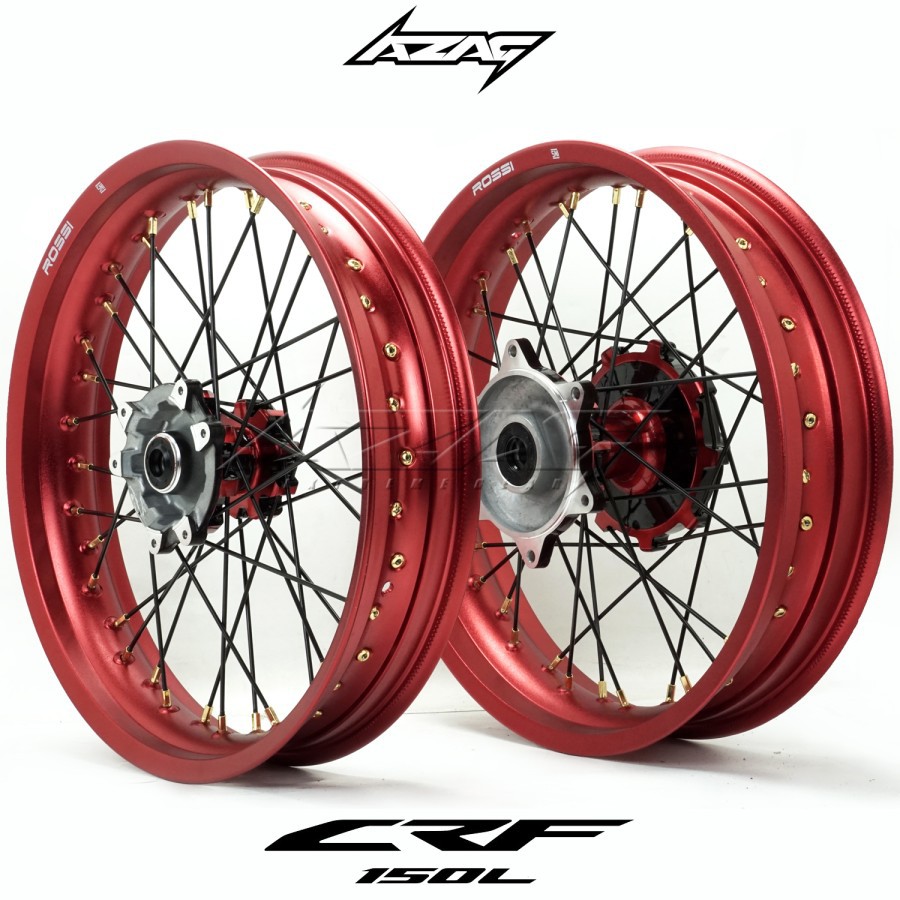 PAKET WHEELSET VELG SET SUPERMOTO CRF150 ROSSI FULL RED BLACK