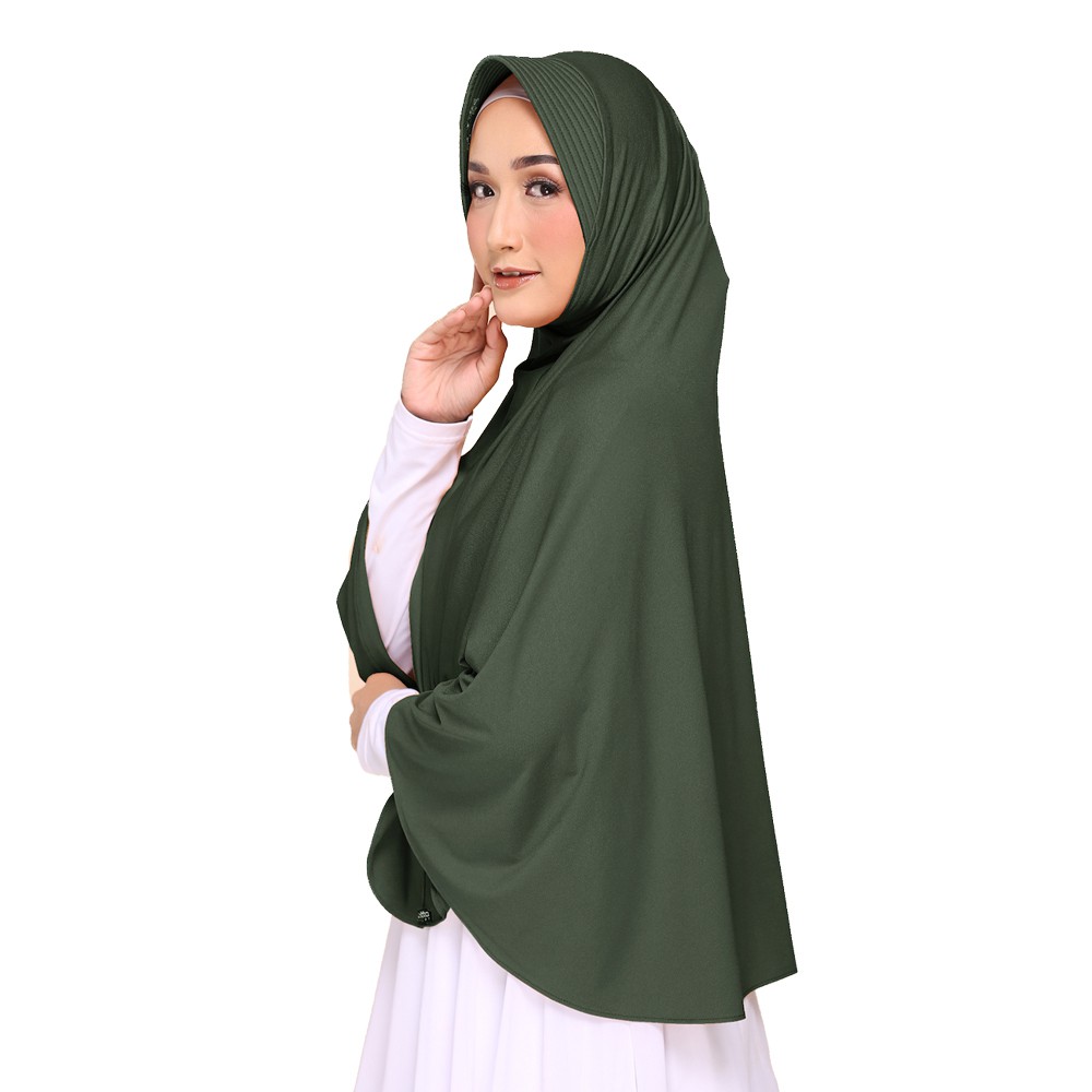 Jilbab Instan Jumbo Bergo Elzatta Zaria XL Axcella-Hijau Botol  - 410