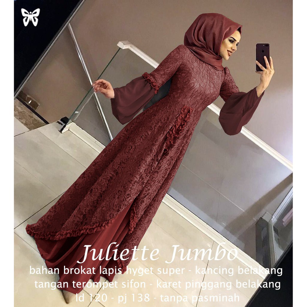 HOPYLOVY BIG SIZE Gamis Wanita Terbaru Bahan Brukat Juliette Maxi Jumbo