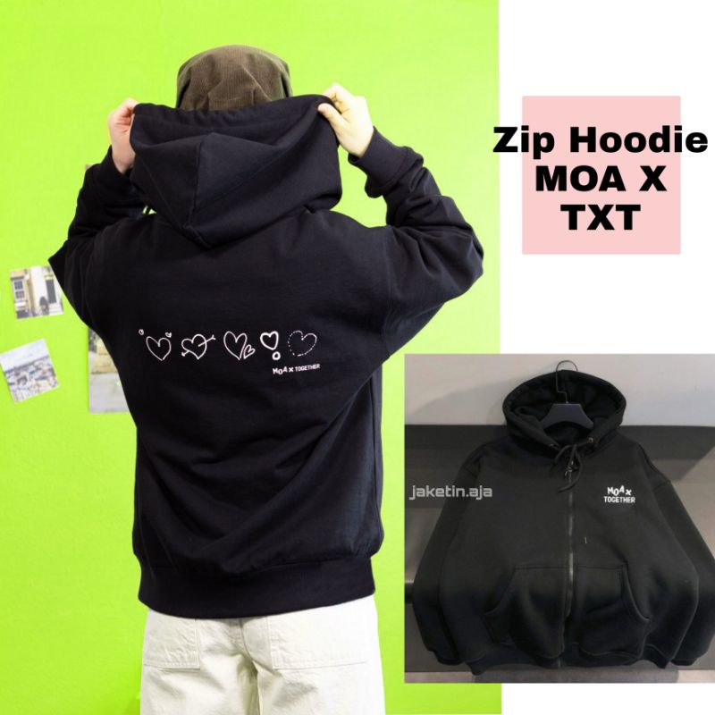 (S - 6XL) Zip Hoodie Moa X TXT Jaket Resleting Korean Idol KPop BIGSIZE Oversize 6XL 5XL 4XL 3XL 2XL XL L