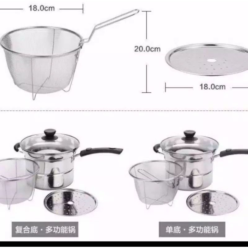 PANCI 3 IN 1/COOKING POT 3 IN 1/DEEP FRYER/PANCI KUKUS,GORENG,REBUS/PANCI MULTIFUNGSI PANCI MIE