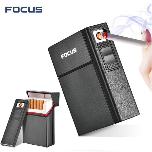 KOTAK ROKOK PLUS KOREK FOCUS 2 IN 1 CIGARETTE HOLDER UNIK DENGAN KOREK API COIL ELEKTRIK BR41