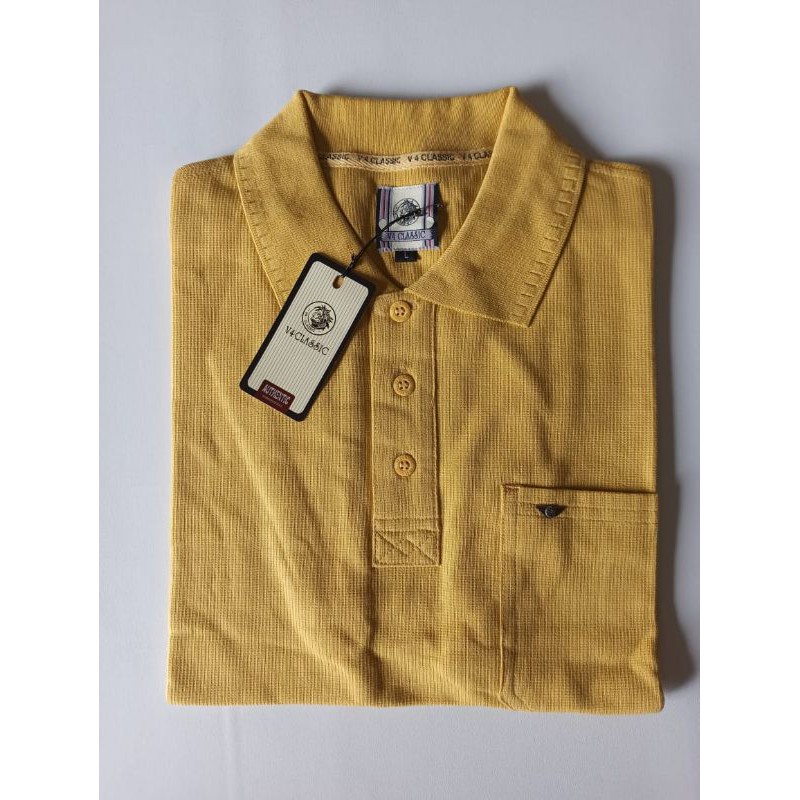 KAOS LENGAN PENDEK BERKERAH V4 CLASSIC (KUNING KUNYIT) - 005