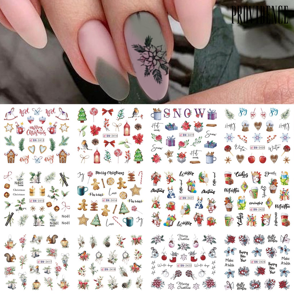 Stiker Kuku Pola Tengkorak Pohon Natal Halloween Dapat Dilepas Untuk Dekorasi Nail Art