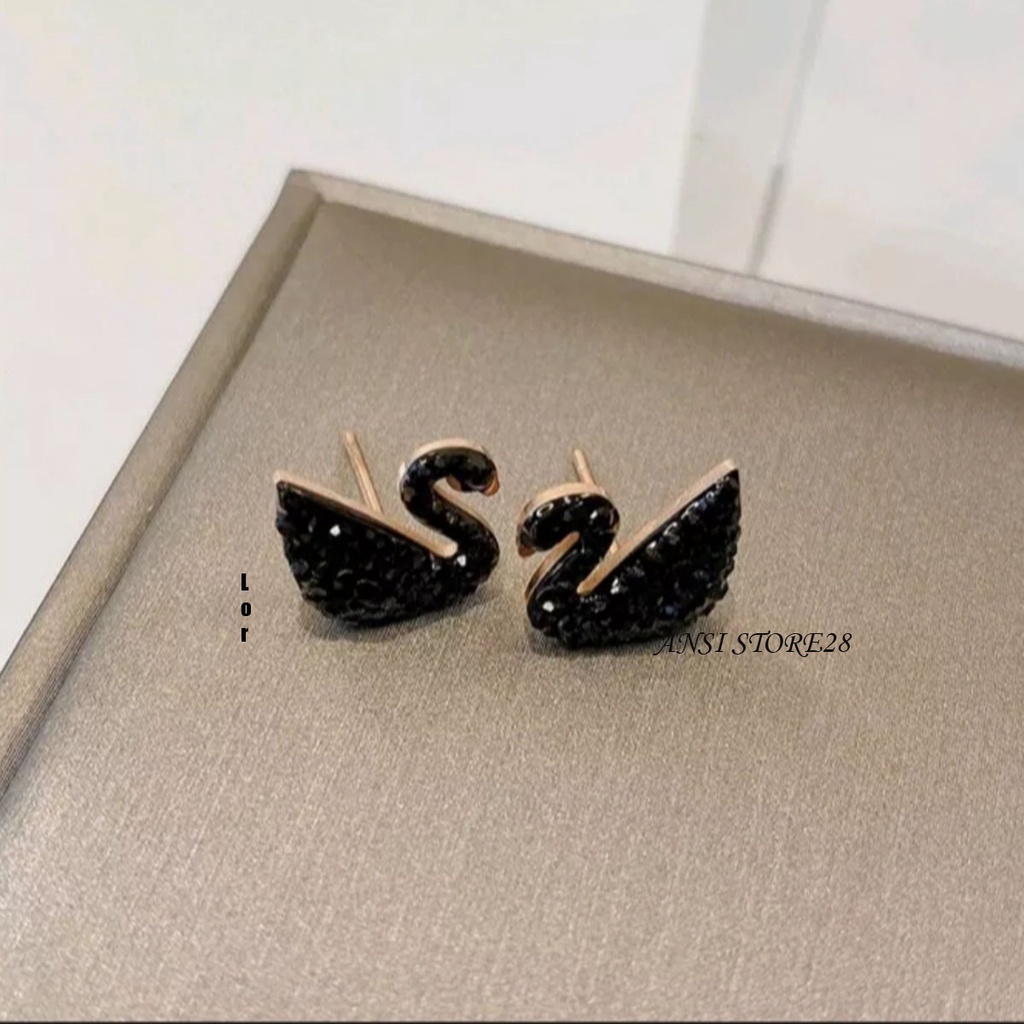 Anting Angsa Wanita - Titanium / Warna Hitam / Anti Karat / Terbaru - (Ansi Store28)