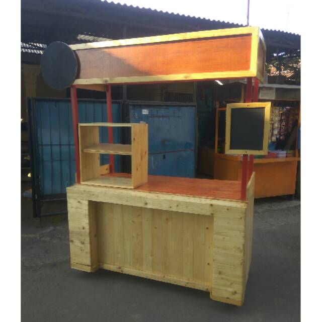 Gerobak booth kerangka jati belanda kayu jati belanda