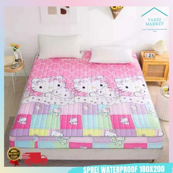 Sprei Waterproof / Sprei Protector bermotif / Sprei anti air ukuran 180x200CM SPREI WATERPROOF-HELLOKITTY