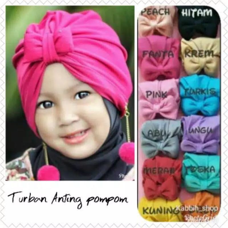 Turban pita Dakron anting pom-pom