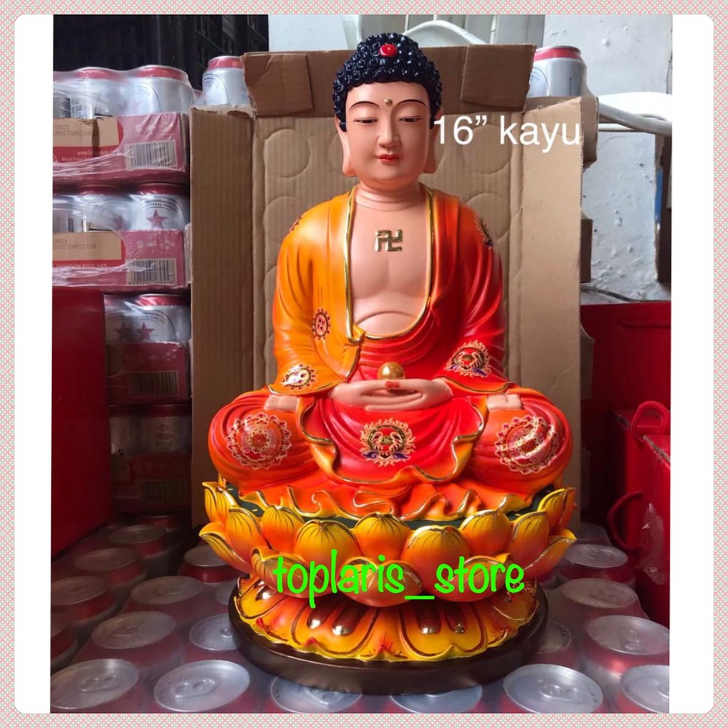 Patung Buddha Uk 16in Kayu Taiwan