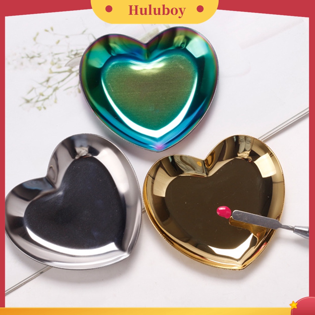 Huluboy Huluboy♡ Palet Display Bentuk Hati Bahan Stainless Steel Untuk Nail Art