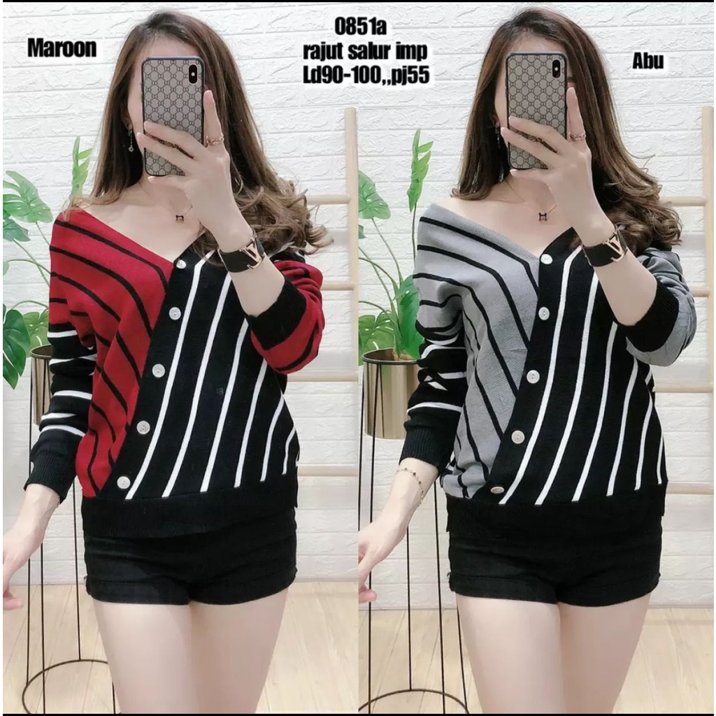 Belleza outlet baju rajut Cardigan rajut atasan wanita lisa blouse