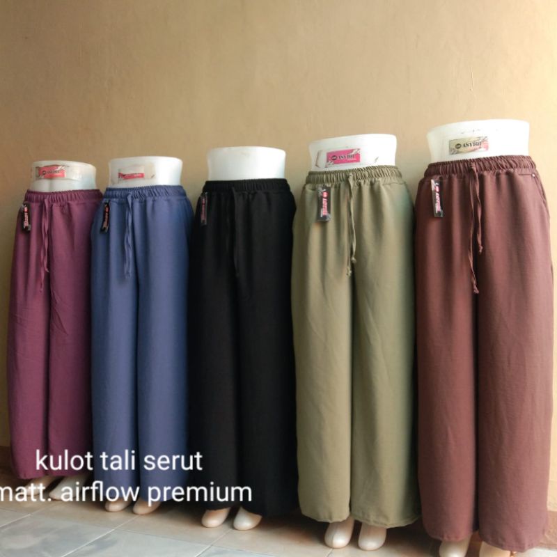 Celana Kulot Crinkle Airflow Highwaist Hitam Milo