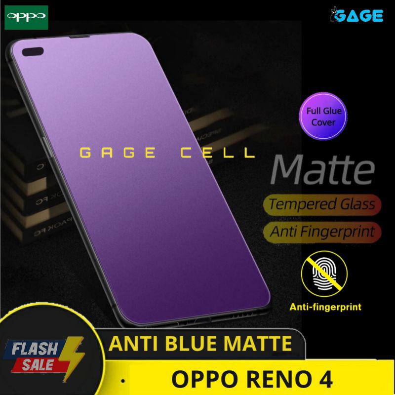 TEMPERED GLASS ANTI MINYAK BLUE MATTE OPPO RENO 4 TG ANTI GORES RADIASI OPO RENO4 FULL LAYAR SCREEN