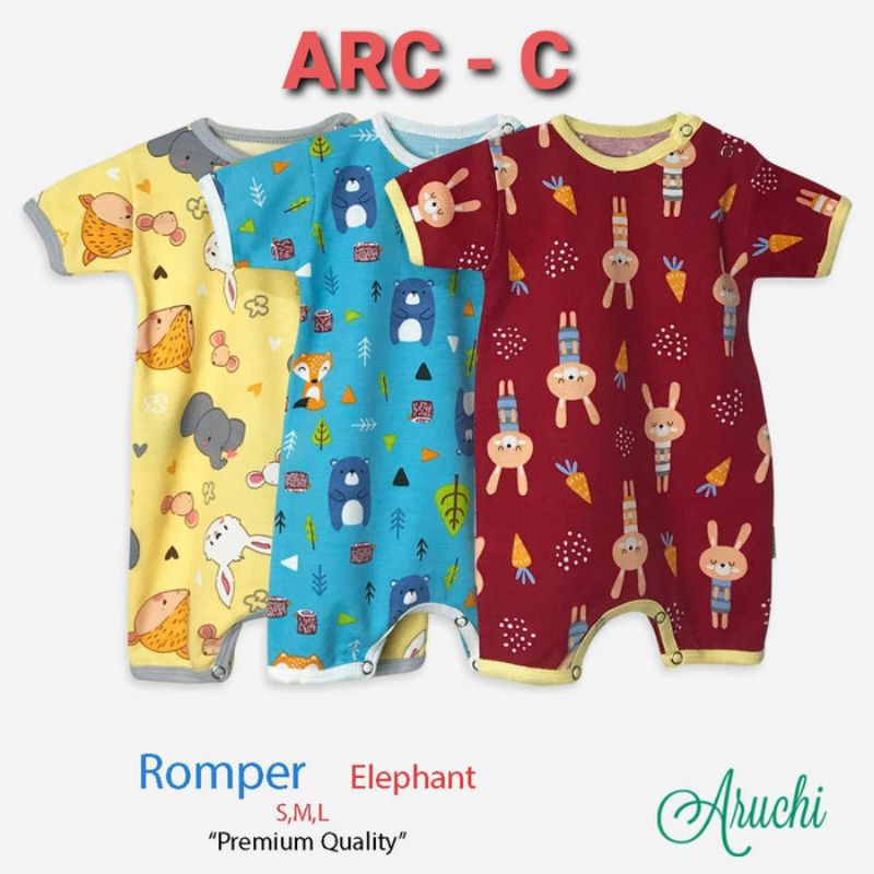 ARUCHI ROMPER Pendek Segiempat Premium SML 0 -12 bulan