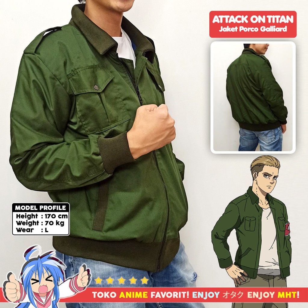 Jaket Anime Shingeki no Kyojin SNK Attack On Titan AOT Porco Galliard Militer Military