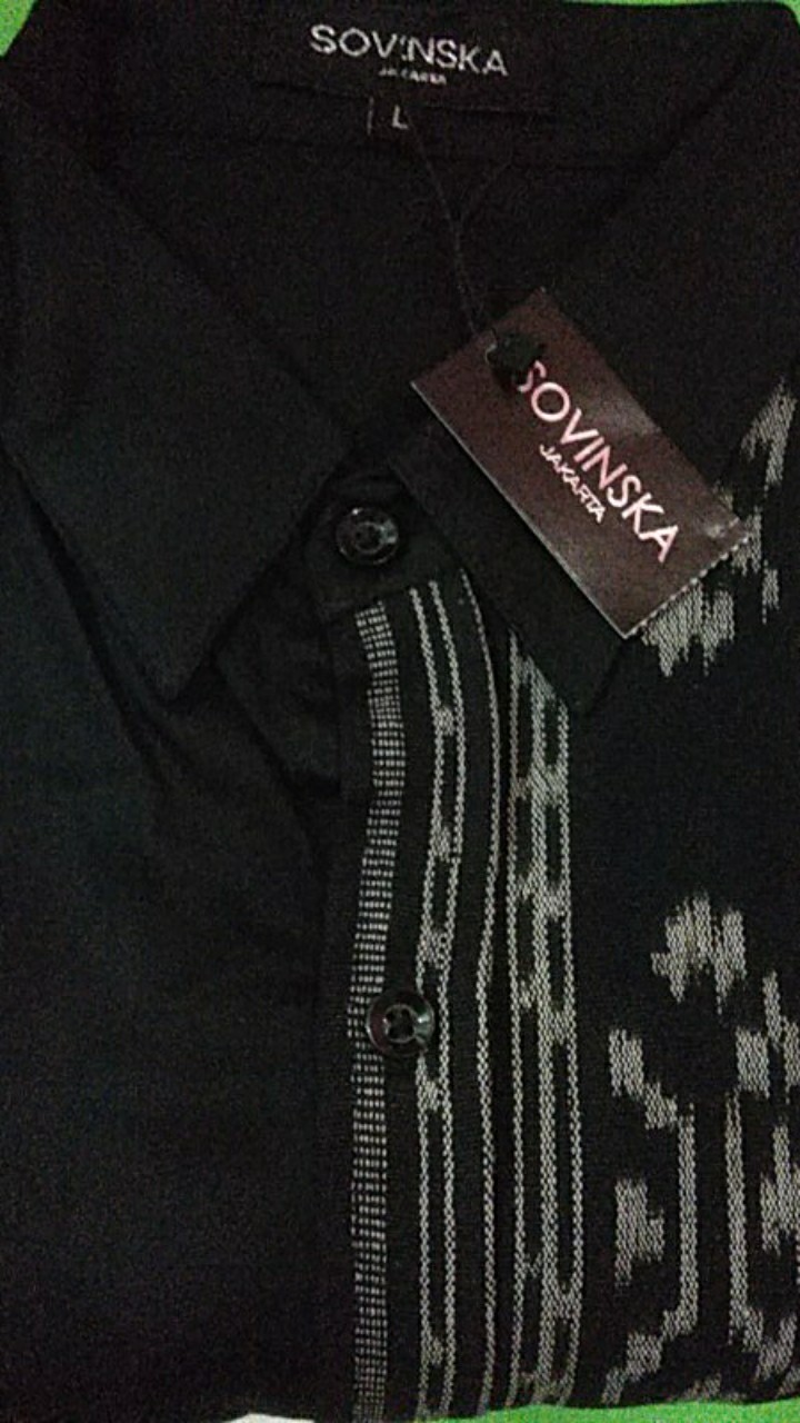 Kemeja Tenun Wtp 22 Hitam Baju Atasan Pria Modern