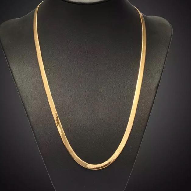 ☝ KALUNG TITANIUM PRIA WARNA EMAS GOLD MODEL ULAR PIPIH ♤