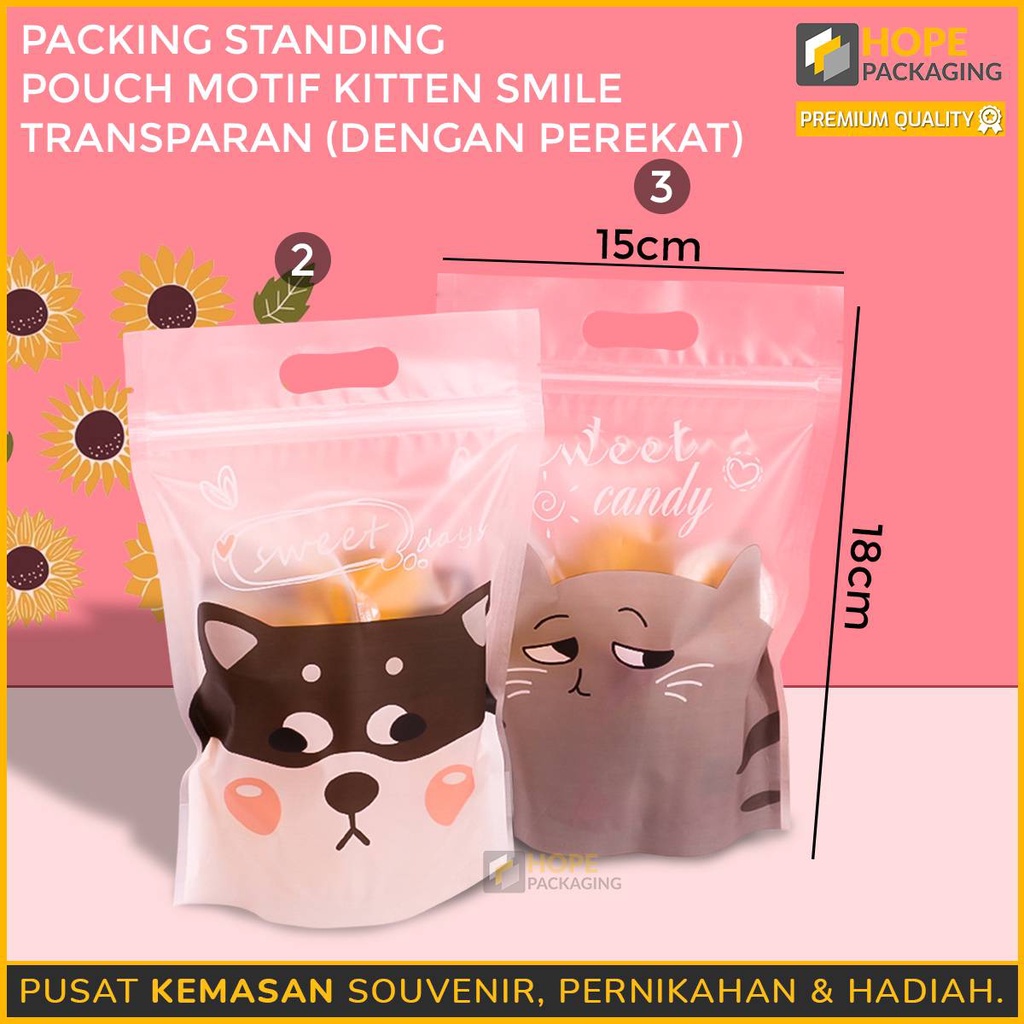 Packing Kemasan snack candy Kopi Camilan Plastik Permen Valentine Perekat Standing Pouch ziplock Motif Transparan