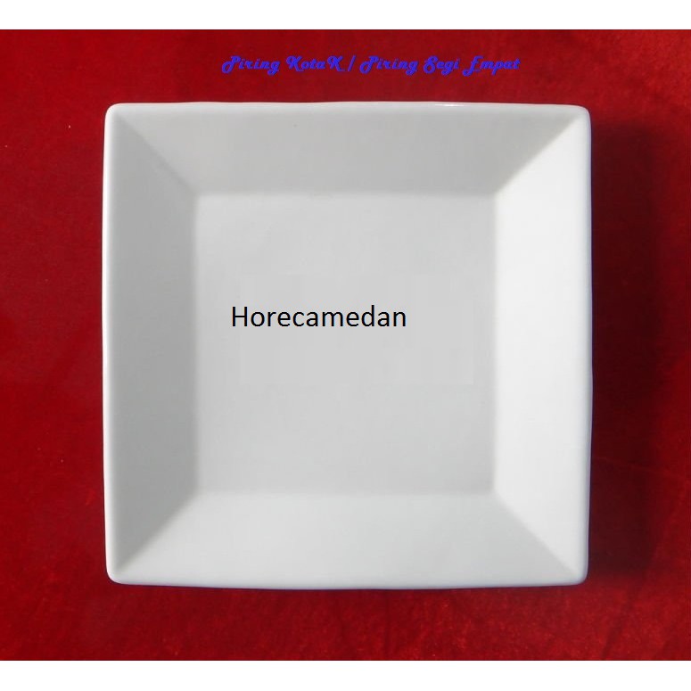 1pc Piring keramik persegi / piring keramik polos putih