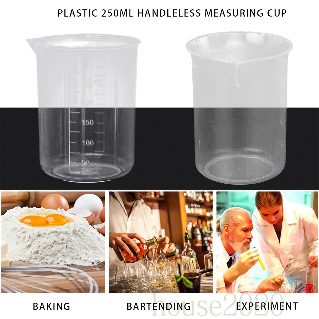 [HOUSE2020]Measuring Cup Plastic Scale Measure Jug Kitchen Measuring Container School Labor Beaker 250ML