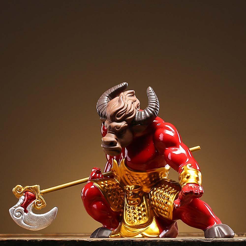 Lanfy Bull Figure Untuk Anak Hadiah Kerajinan Tangan Buatan Tangan Sapi Setan Tanah Liat Ungu Model Mainan Koleksi Angka Hiasan Mobil Dekorasi Desktop