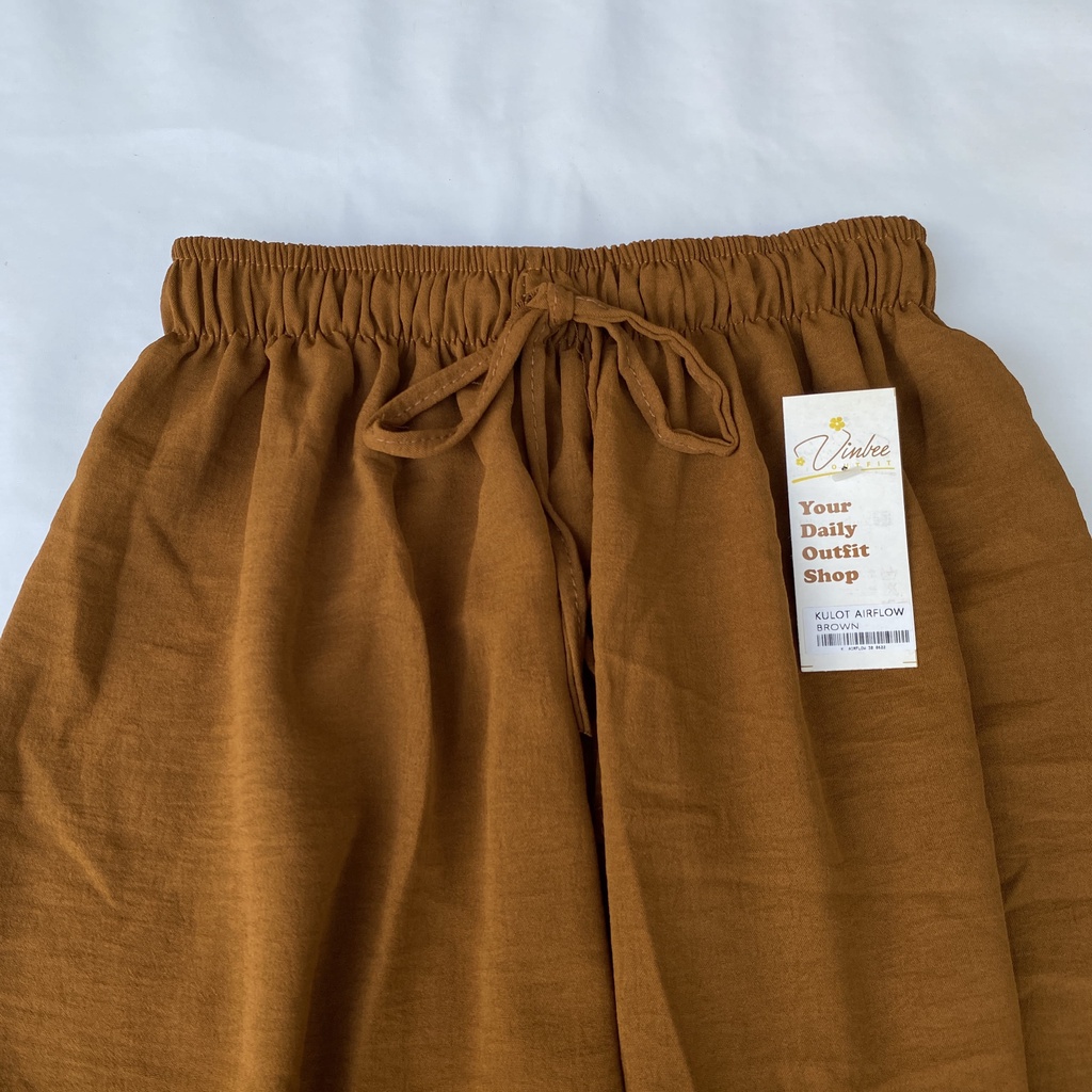 VIOLET HIGHWAIST LOOSE PANTS KULOT CRINCLE AIRFLOW-Brown